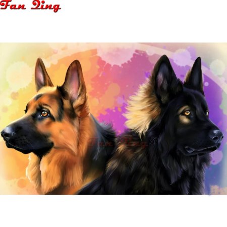 Овчарка в мультяшном стиле