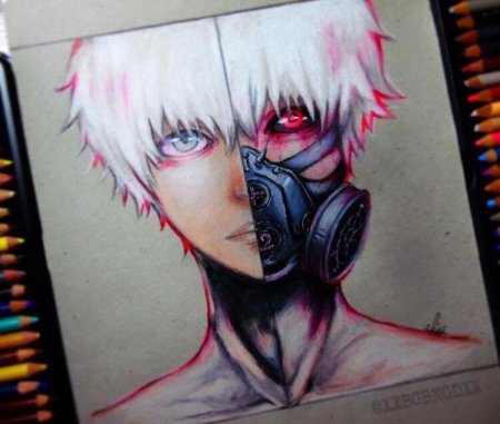 Канеки рисунок цветной