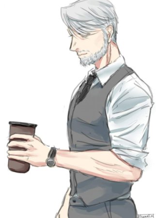 Мужчина с седыми волосами арт