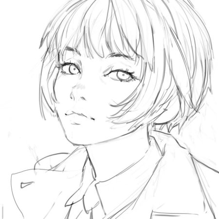 Набросок лица аниме