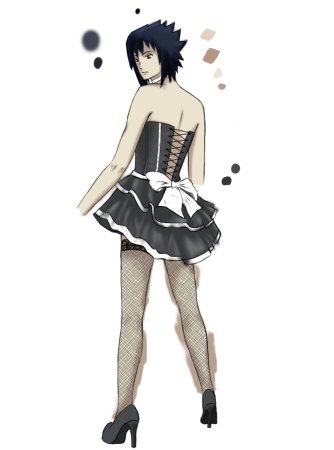 Саске Учиха в платье горничной