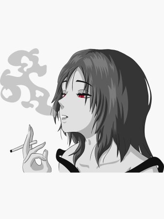 Манга девушка курит