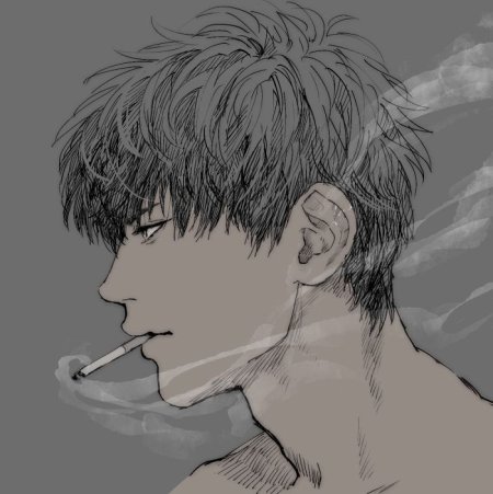 Парень курит арт