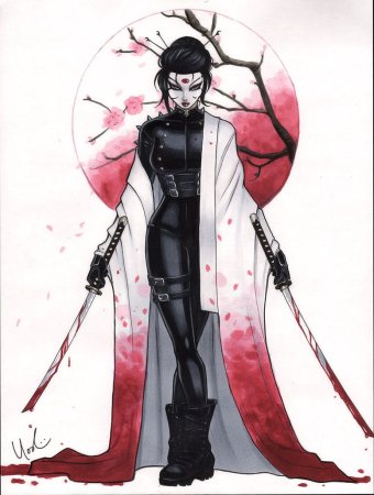 Гейша киберпанк Самурай