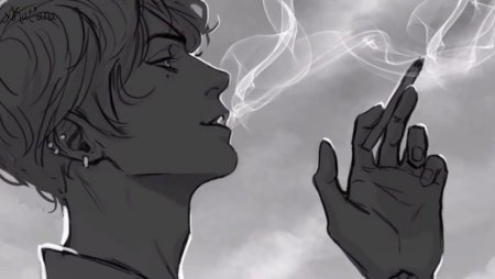 Парень курит арт