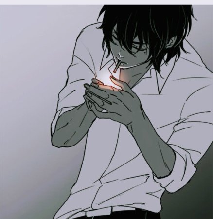 Аниме парень курит