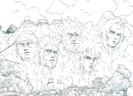 Наруто монумент Хокаге