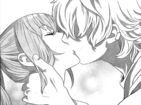 Аниме поцелуй чёрно-белое