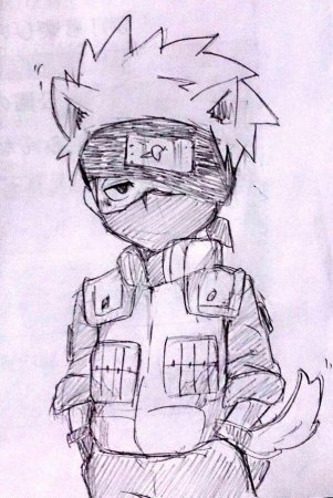 Чиби Какаси Хатакэ карандашом