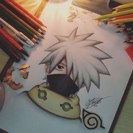 Нарисовать аниме Наруто Какаши
