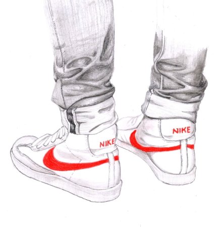 Обувь сзади карандашом