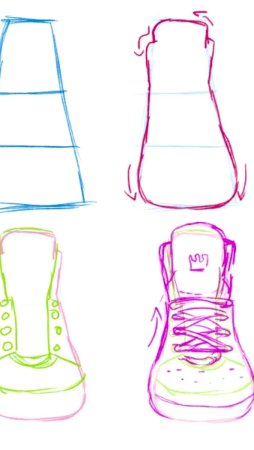 Рисование обуви спереди