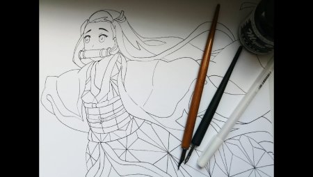 Клинок рассекающий демонов Незуко карандашом