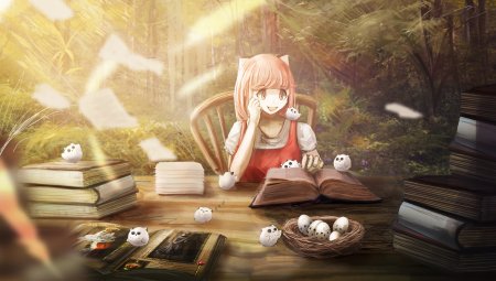 Аниме девочка с книжкой