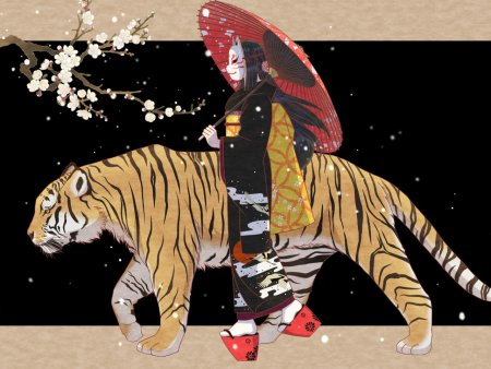 Тигр в японском стиле арт