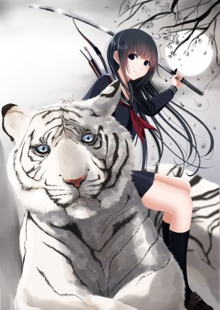 Аниме девушка тигр