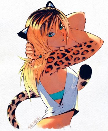Аниме девушка леопард