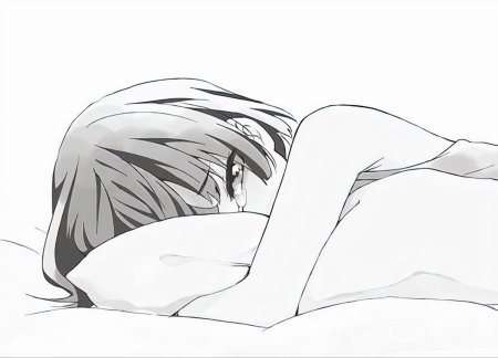 Аниме плачет в подушку