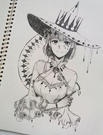 Рисунок тушью аниме