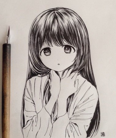 Рисунок тушью аниме