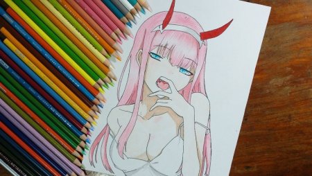 Аниме карандашом в цвете