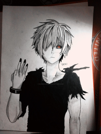 Канеки Кен арт рисунок