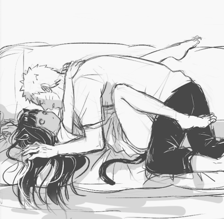 Наруто и Хината поцелуй в кровати