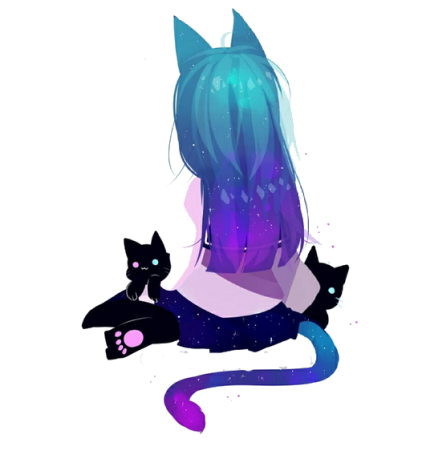 Фиолетовая кошка аниме