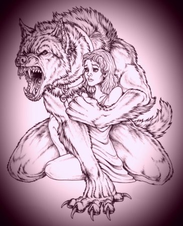 Девушка под защитой волка