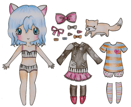 Бумажные куклы с одеждой аниме