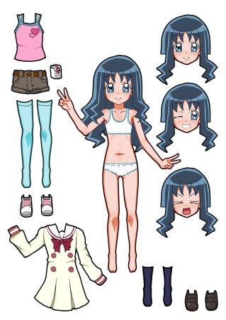 Бумажные куклы с одеждой аниме