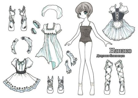 Бумажные куклы с одеждой черно белые