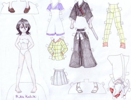 Бумажная кукла аниме с набором одежды