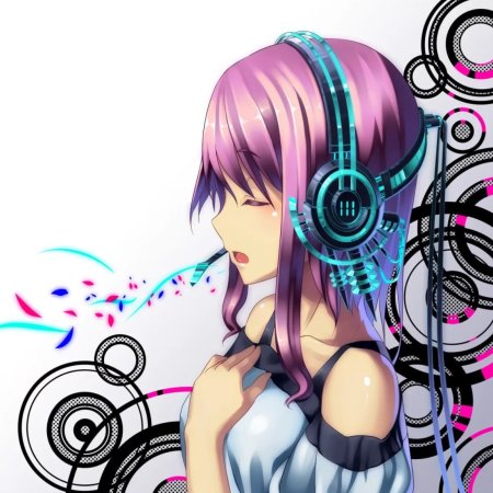 Аниме девушка в наушниках