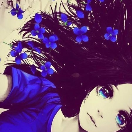 Голубые цветы арт девушка