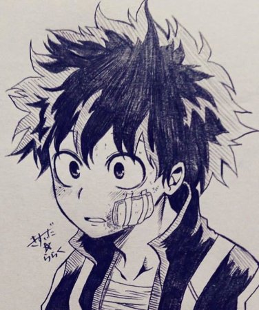 Моя геройская Академия Мидория арт карандаш