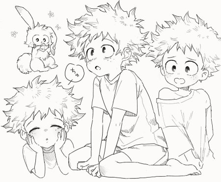 Мидория и Бакуго раскраска