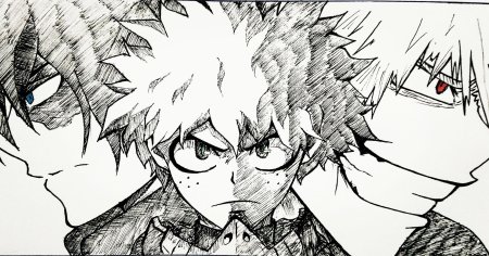 Midoriya Bakugou Todoroki чёрное белое