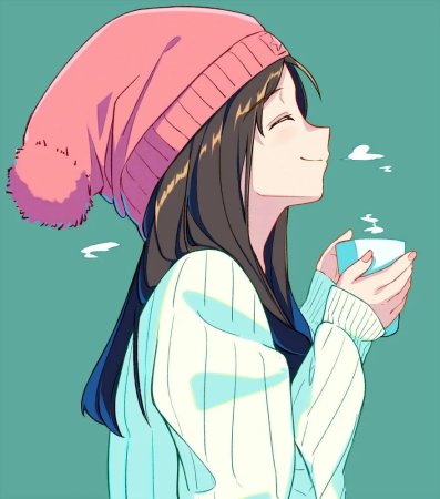 Аниме девушка в шапке