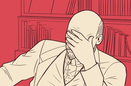 Прикрывает лицо рукой