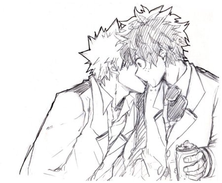 Мга Мидория и Бакуго черно белый