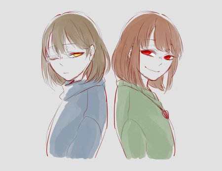 Sans Chara and Frisk Art