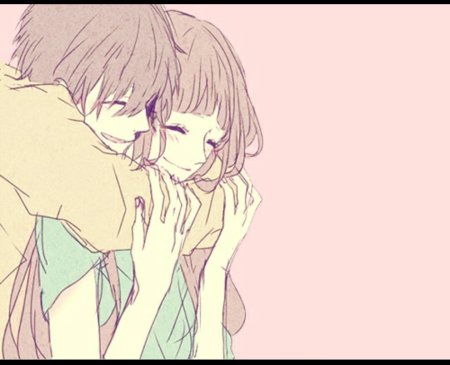 Аниме парочки обнимаются