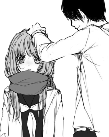 Парень гладит девушку по голове арт