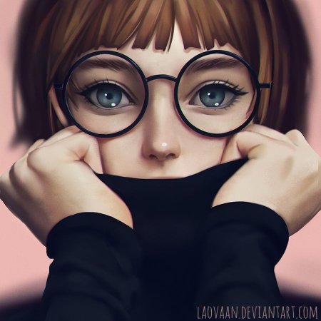 Девушка в круглых очках арт