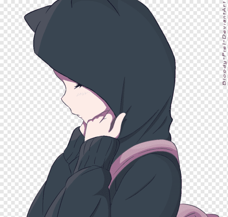 Аниме грустная девушка в капюшоне