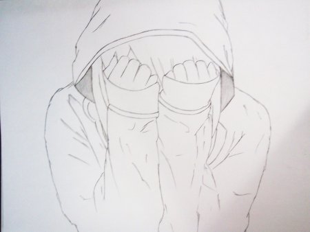 Аниме рисования в капюшоне