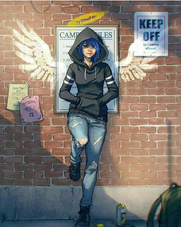 Девушка в толстовке с капюшоном арт