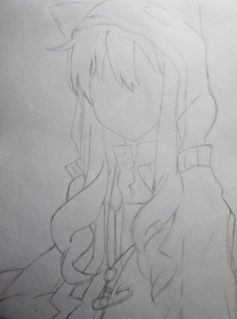 Аниме девушка в капюшоне карандашом