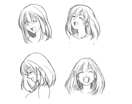Аниме волосы в разных ракурсах